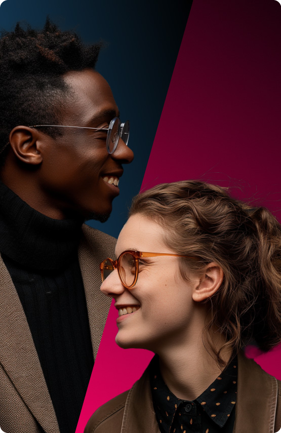 Two young professionals smiling